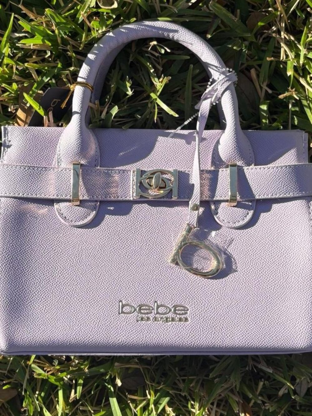 Lilac Bebe handbag with silver hardware